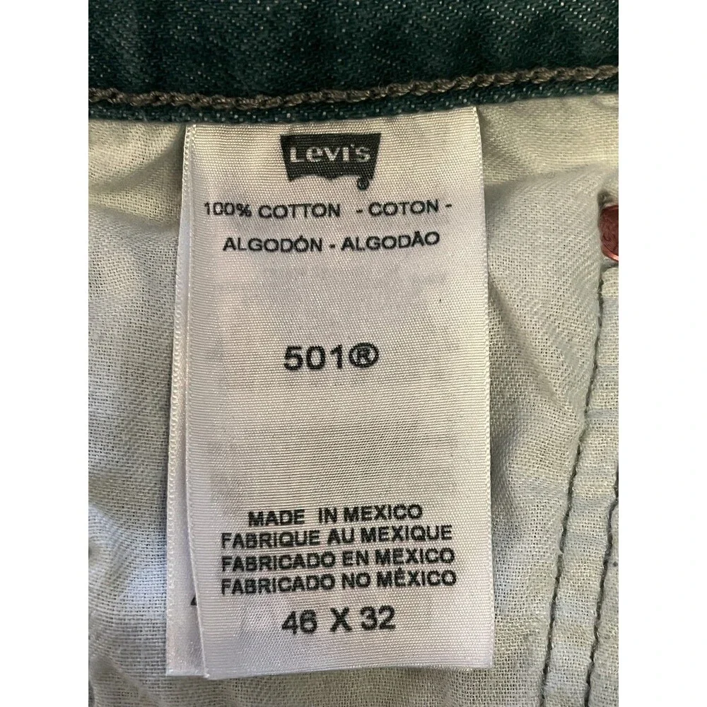 Levis 501 Jeans Mens 46x32 Blue Denim Button Fly Straight Leg Big Tall